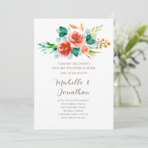Blush Pink Blume Grüne Bibel Verse Hochzeit