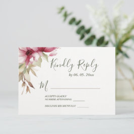 Blush Pink Blume Grüne Blumenzwiebelblume RSVP Karte