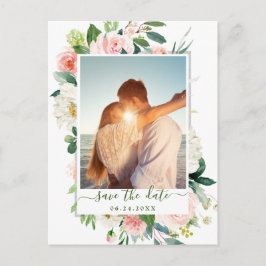 Blush Pink Blume Grüne Hochzeit speichern das Datu Postkarte