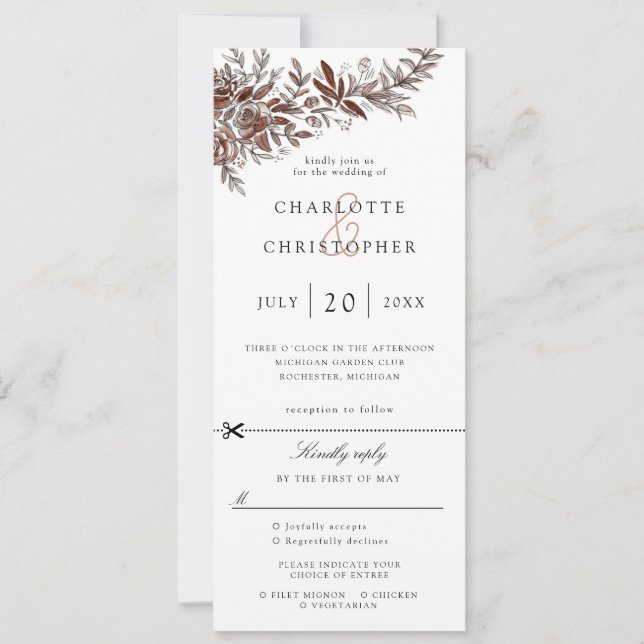Blush pink Blume Hochzeit laden wir uAwg befestigt Einladung (Vorderseite)