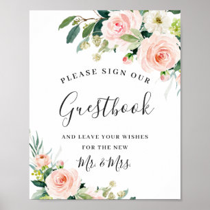 Blush Pink Blume Hochzeit unser Gästebuch untersch