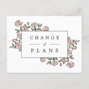 Blush Pink-Blume Hochzeit verschoben Ankündigungspostkarte