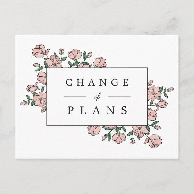 Blush Pink-Blume Hochzeit verschoben Ankündigungspostkarte (Vorderseite)