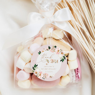 Blush pink Blumen Wildblumen Bridget danke Runder Aufkleber