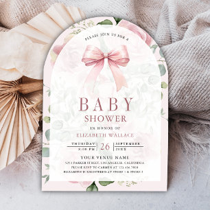 Blush Pink Blumencoquette Bow Arch Babydusche Einladung