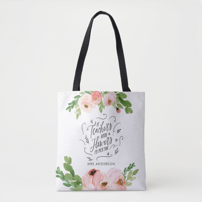 Blush pink Blumengeschenk Dankeschön Lehrer Gesche Tasche (Vorderseite)