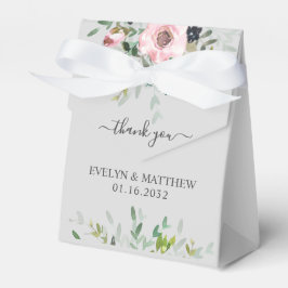 Blush Pink Blumengrün auf grauem Polterabend Geschenkschachtel