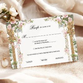 Blush Pink Blumengrün Hochzeitskarte RSVP Karte