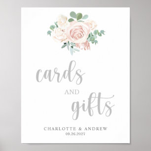 Blush Pink Blumenkarten und Geschenke für Hochzeit Poster