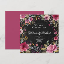 Blush Pink Blumenkhalkboard Einladung zur Hochzeit