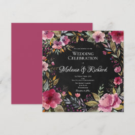 Blush Pink Blumenkhalkboard Einladung zur Hochzeit
