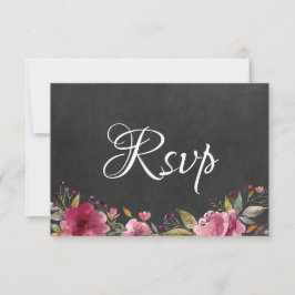 Blush Pink Blumenkhalkboard Wedding Rsvp Card Save The Date