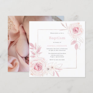 Blush Pink Blumenreath Sweet Baby Girl Taufe Einladung