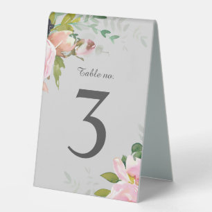 Blush Pink Blumenstrauß Bouquets Grau Tischnummer Tischaufsteller
