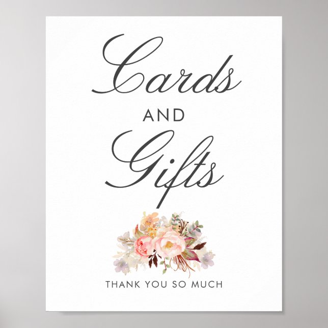 Blush Pink Blumenzwiebelkarten und Geschenkschild Poster (Vorne)
