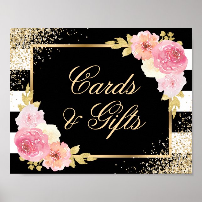 Blush Pink Blumenzwiebelkarten und Geschenkschild Poster (Vorne)