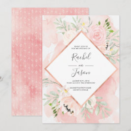 Blush Pink Blütenfarbe Wasserfarbe Hochzeitsfeier Einladung