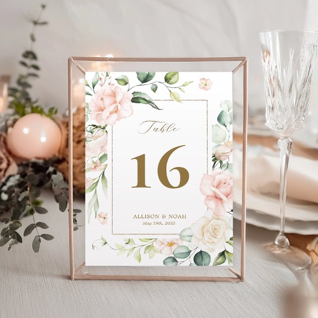 Blush Pink Blütengoldrahmen Hochzeitskur Tischnumm Tischnummer (Von Creator hochgeladen)