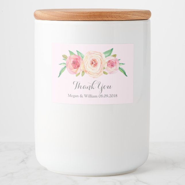 Blush-Pink-Blütenstempel Lebensmitteletikett (Vorderseite)