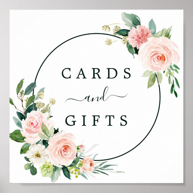 Blush Pink Blütenzauber Hochzeitskarten & Geschenk Poster (Vorne)