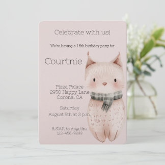 Blush Pink Boho Cat Geburtstag Einladung