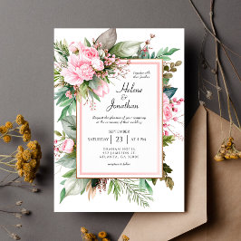 Blush Pink Boho Chic Garden Elegant Wedding Einladung