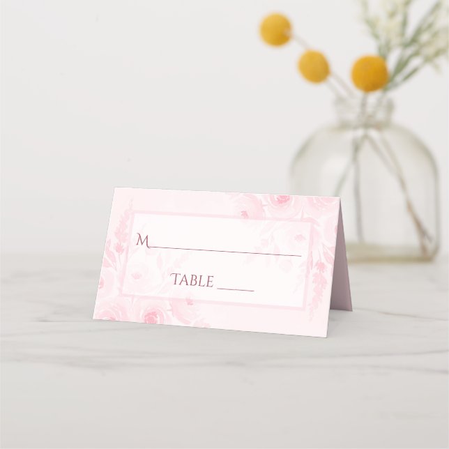 Blush Pink Boho Floral Elegant Wedding Write-In Platzkarte (Vorderseite)