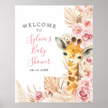 Blush Pink Boho Giraffe Babydusche Begrüßungszeich