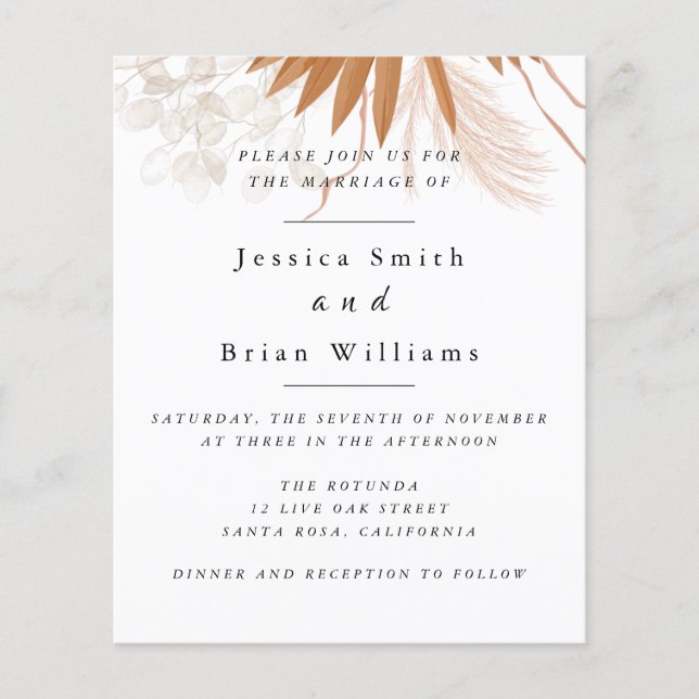Blush Pink Boho Hochzeit Flyer (Vorne)