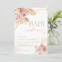 Blush Pink Boho Pampas Grass Baby Shower Girl