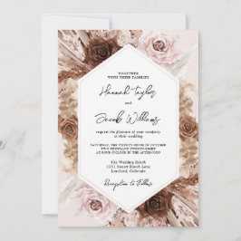 Blush Pink Boho Pampas Grass Floral Wedding Einladung