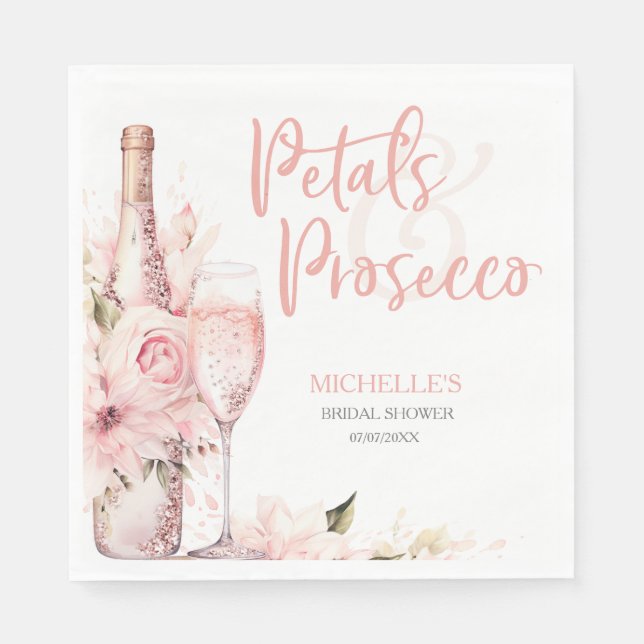 Blush Pink Boho Petals und Prosecco Floral Serviette (Vorderseite)