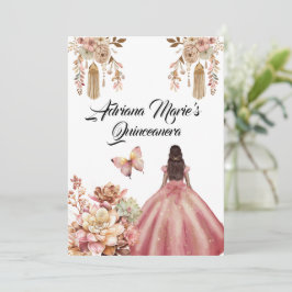 Blush Pink Boho Quinceanera Einladung