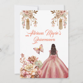 Blush Pink Boho Quinceanera Einladung