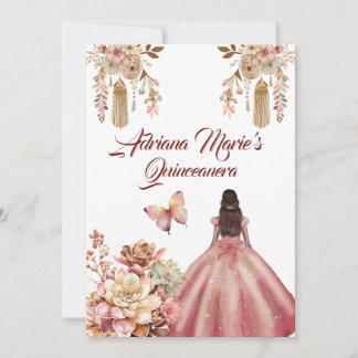 Blush Pink Boho Quinceanera Einladung