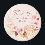 Blush PInk Boho Watercolor Floral vielen Dank Magn Magnet<br><div class="desc">Blush PInk Wasserfarbe Boho Floral Pampas Gastgeschenk Hochzeit Magnet Grass</div>