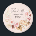 Blush PInk Boho Watercolor Floral vielen Dank Magn Magnet<br><div class="desc">Blush PInk Wasserfarbe Boho Floral Pampas Gastgeschenk Hochzeit Magnet Grass</div>