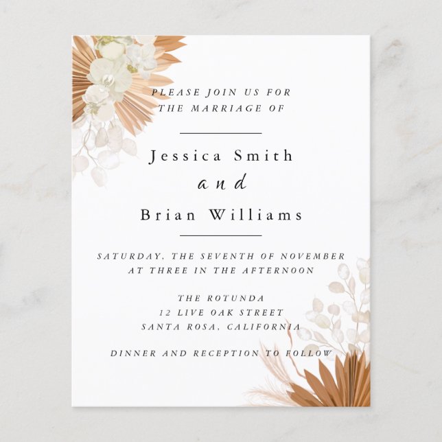 Blush Pink Boho Wedding Flyer (Vorne)