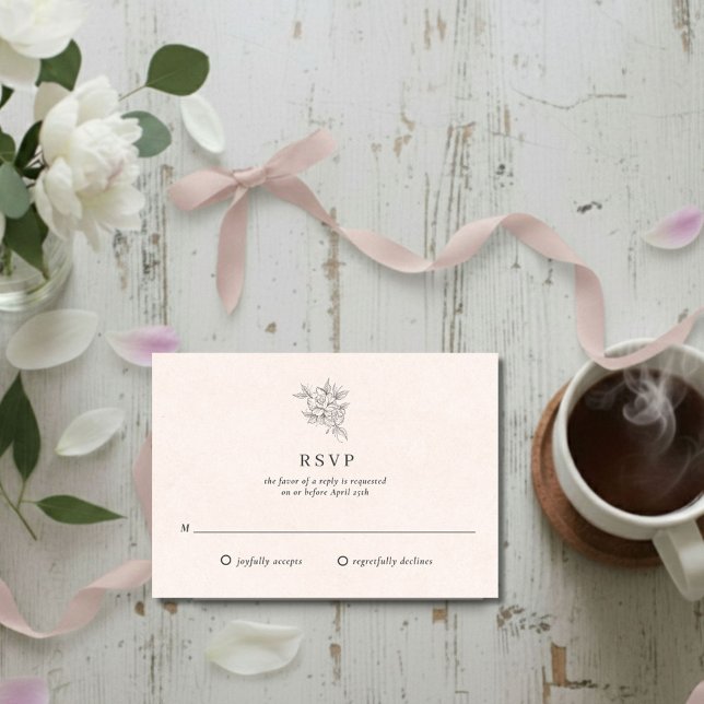 Blush Pink Botanical Monogram Wedding RSVP Card Karte (Blush Pink Botanical Monogram Wedding RSVP Card)