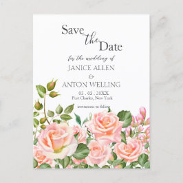 Blush Pink Botanische Hochzeit Speichern Sie das D Postkarte