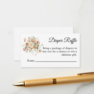 Blush Pink Bouquet Diaper Raffle Baby Dusche Begleitkarte