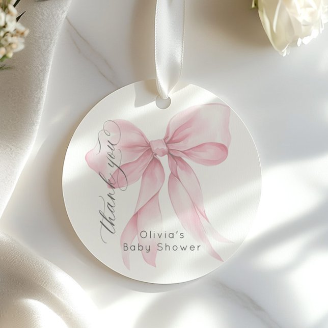Blush Pink Bow Baby Dusche Danke Geschenkanhänger (Von Creator hochgeladen)