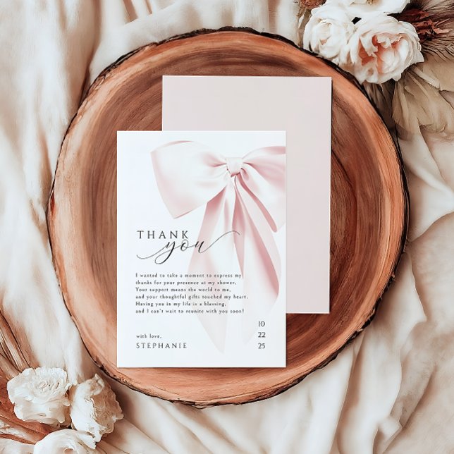 Blush Pink Bow Baby Dusche Danke Karte (Von Creator hochgeladen)