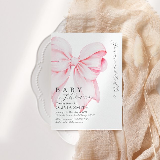 Blush Pink Bow Baby Dusche Einladung (Von Creator hochgeladen)