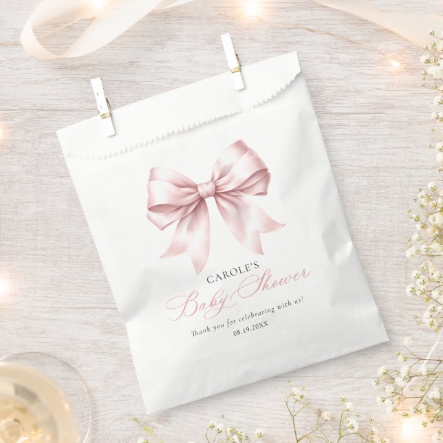 Blush Pink Bow Baby Girl Babydusche Geschenktütchen (Ausgeschnitten)