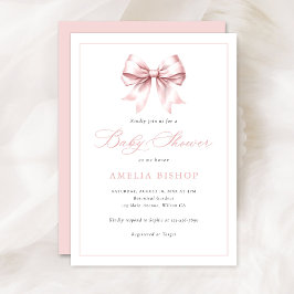 Blush Pink Bow Baby Girl Elegante Babydusche Einladung