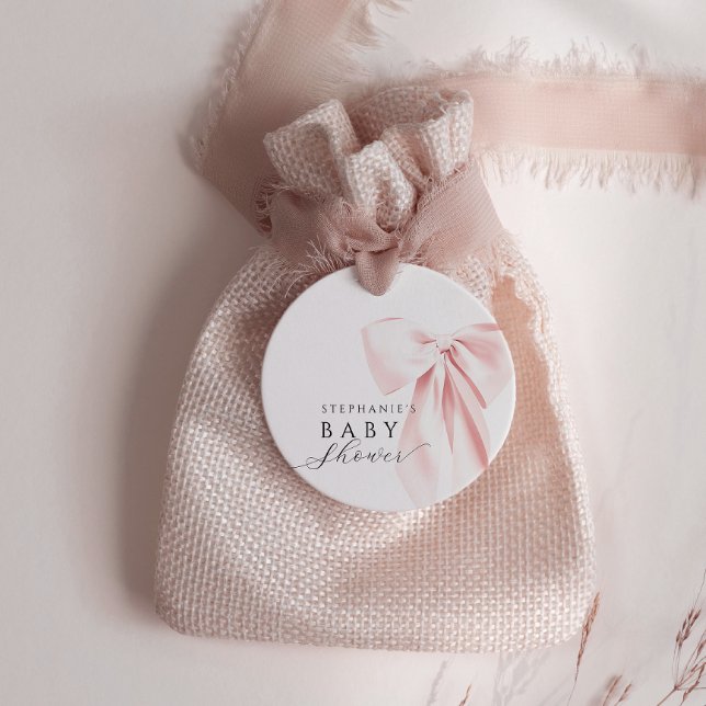 Blush Pink Bow Babydusche Gebundene Liebesmarken Geschenkanhänger (Von Creator hochgeladen)