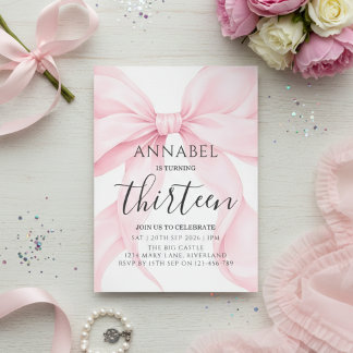 Blush Pink Bow Birthday Invitation Einladung