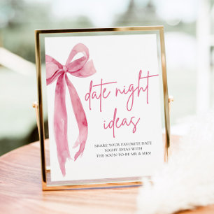 Blush Pink Bow Bridal Date Night Idea signieren Poster