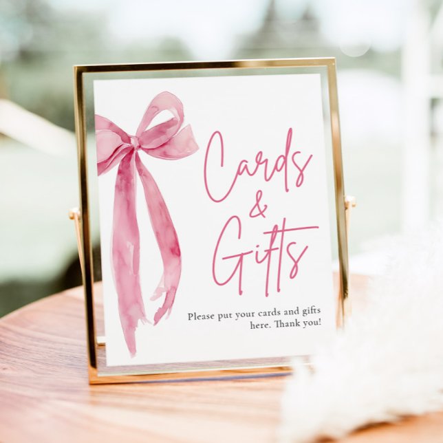 Blush Pink Bow Cards und Geschenke-Zeichen Poster (Watercolor Blush Pink Bow Cards and Gifts Sign)